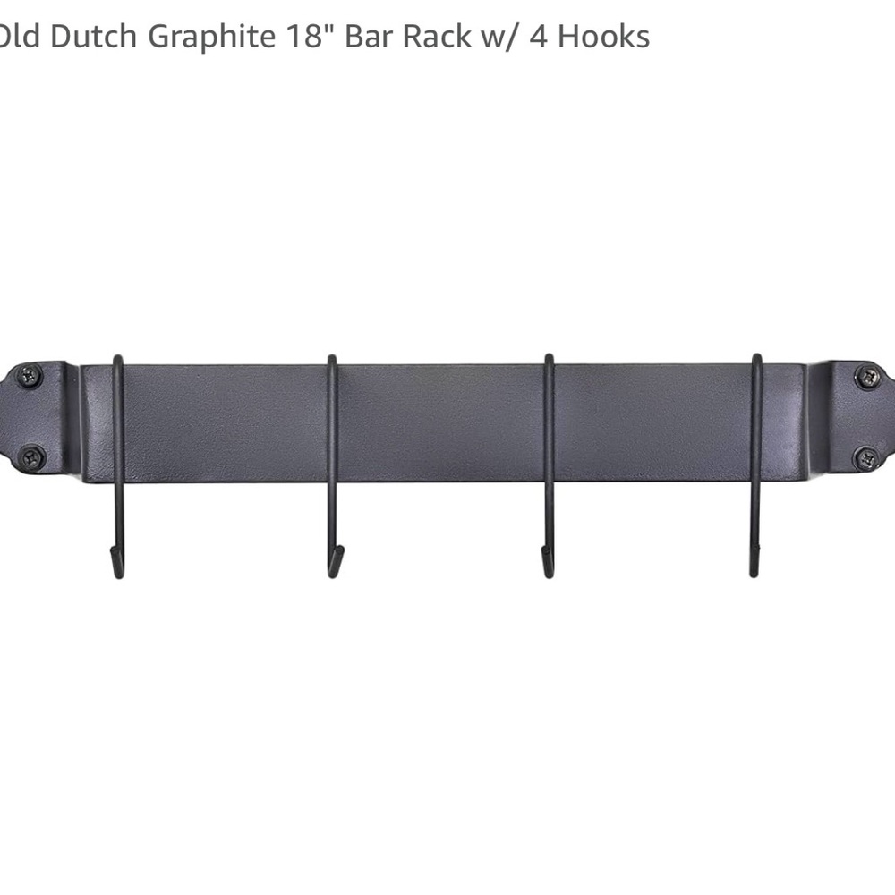 Old Dutch bar rack in graphite Grey 18”x2” includes hooks and hardware to hang